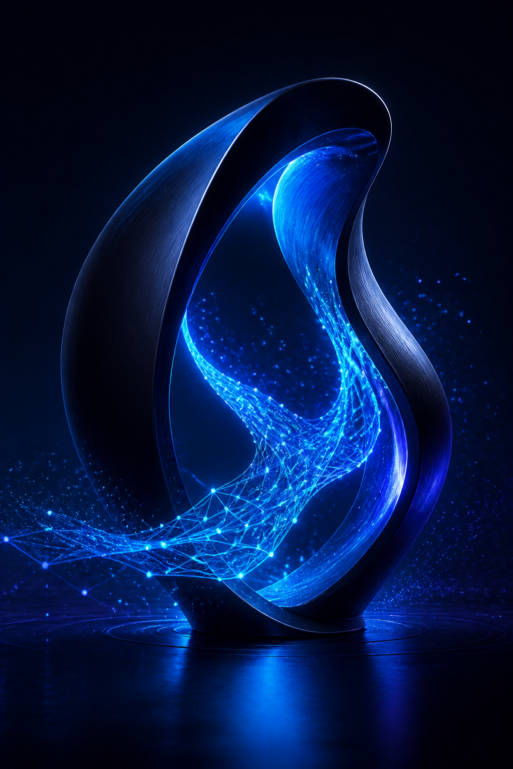 Abstract futuristic AI technology sculpture